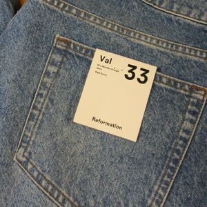 REFORMATION Val 90s Mid-Rise Straight-Leg Jeans Sz 33 Colorado Blue Wash NWT